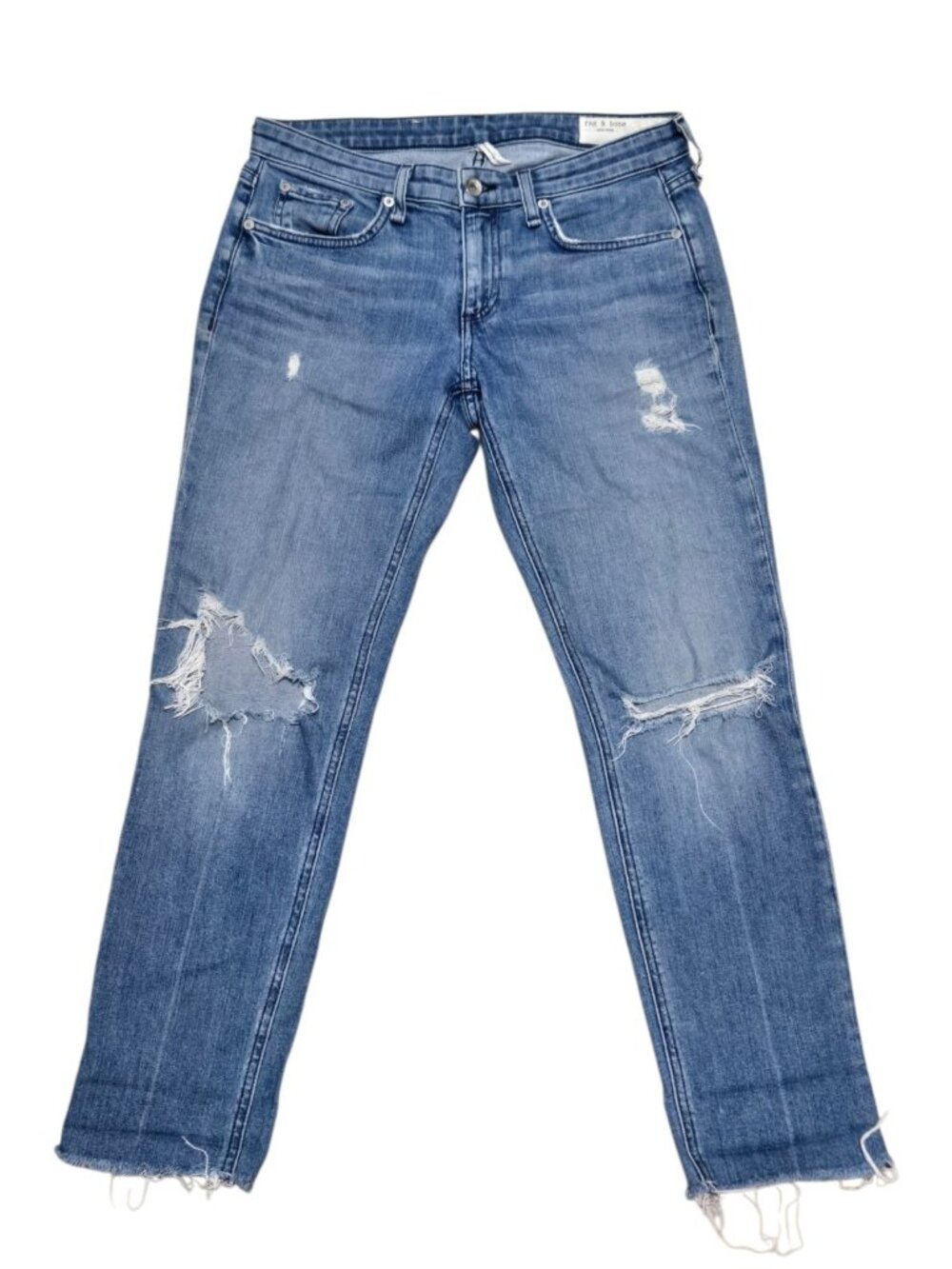 rag & bone Dre Low-Rise Slim Boyfriend Jeans Size 25 Aviation Wash Distressed